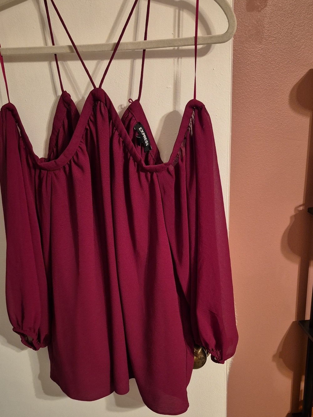 Express Women's Wine Cold-Shoulder Spaghetti-Strap Tunic